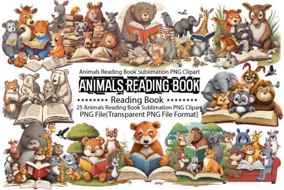 A Designer's Take: The Animals Reading Book Sublimation Bundle