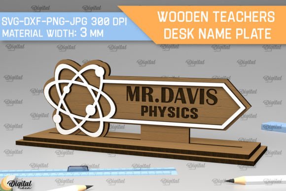 A Physics Teacher's LaserCut Desk Name Plate as Embroidery Art